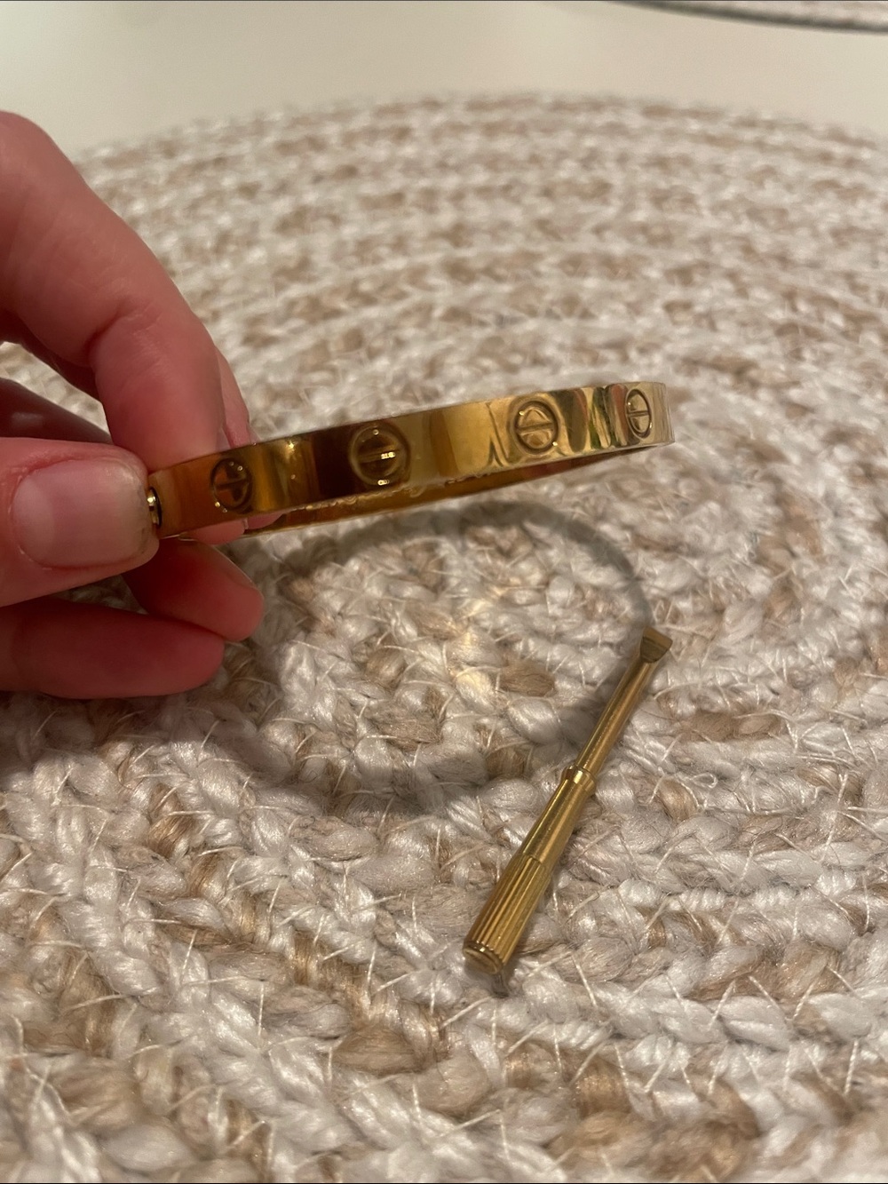 Gold Screw-Detail Bangle Bracelet